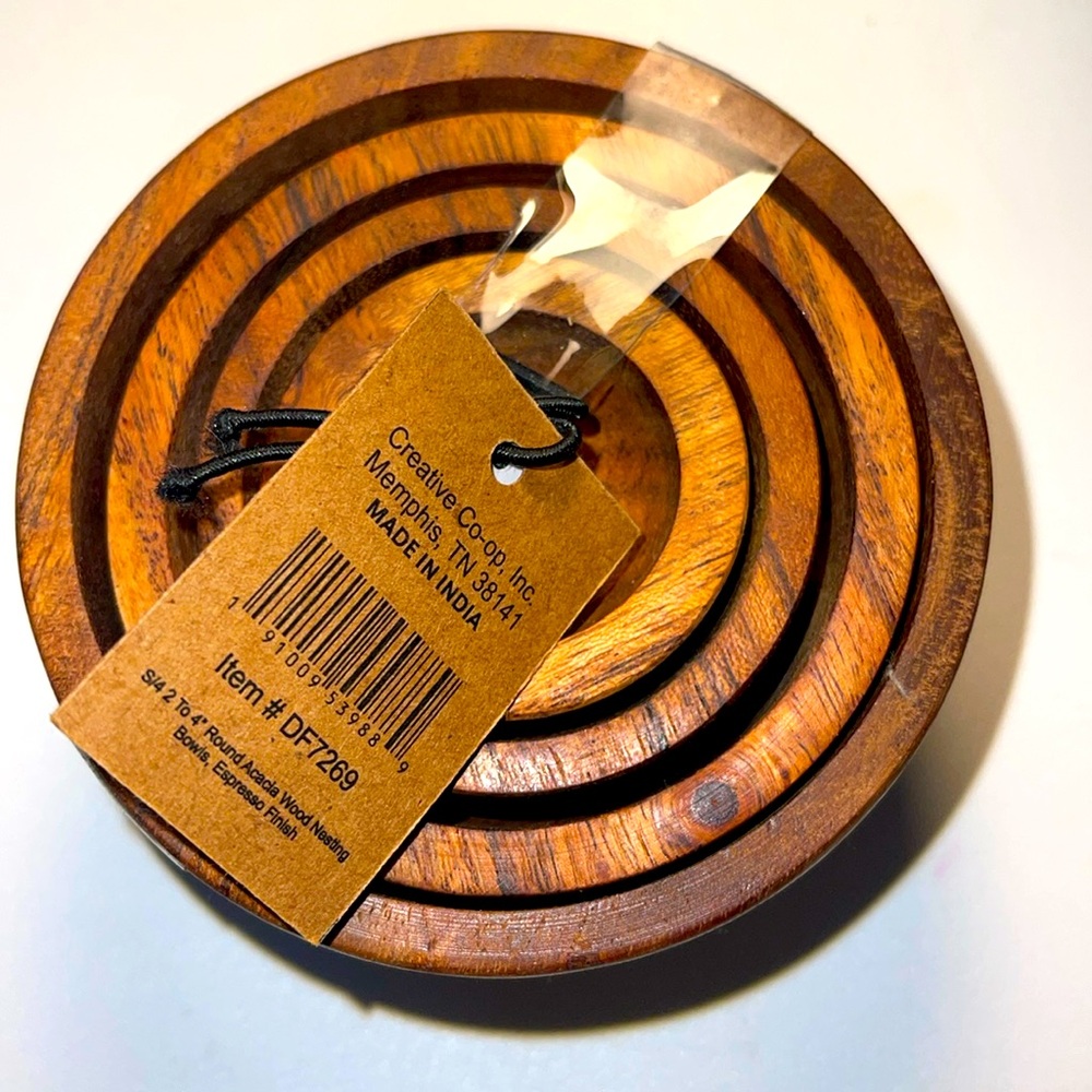 New- small Wood nesting BOWLS 1c, 1/2 c, 1/3c, 1/4c.